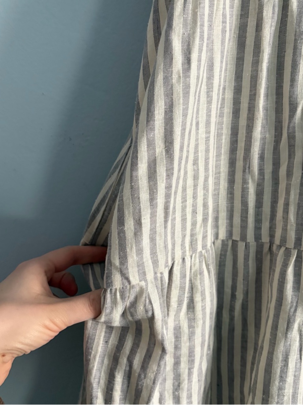 Madewell Striped Tiered Maxi Dress Hemp Vertical Stripe Plain - Picture 5 of 14
